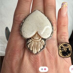 Sacred Heart Carved Bone Ring